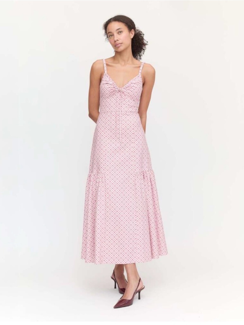 Hill House New without Tags Pink Printed Maxi Dress with Tie Front